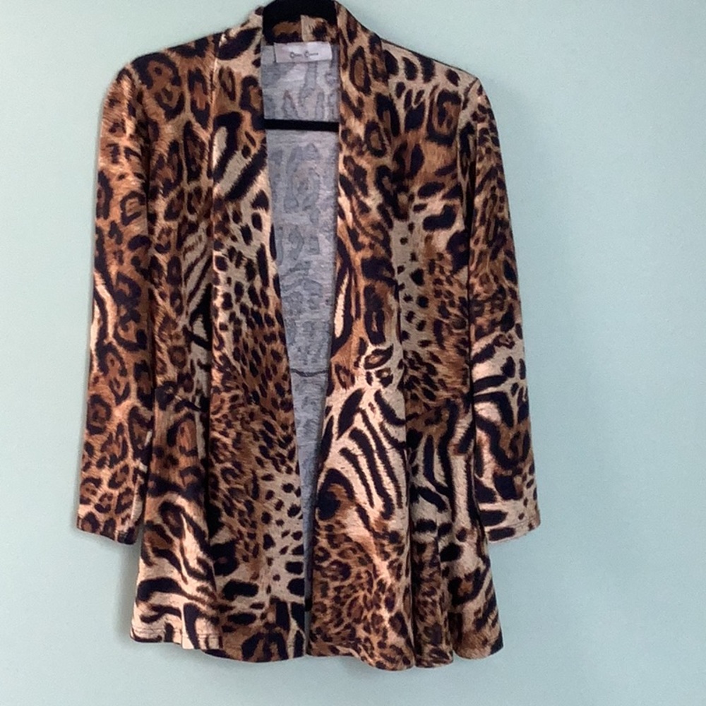 Animal print open cardigan size small-med.